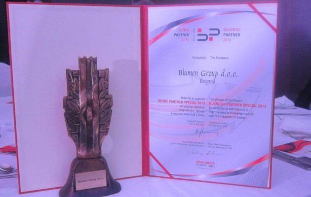 ’’Blumen group” dobitnik nagrade ”Biznis Partner 2013 Special”